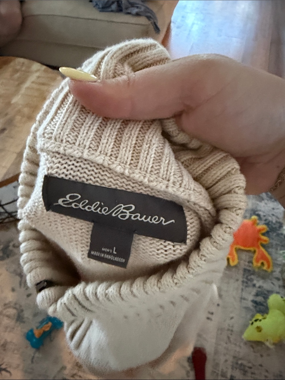 Eddie Bauer Cream Half-Zip Knit Sweater - Picture 2 of 2